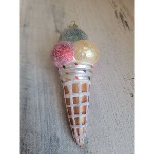 Vintage Ice cream‎ blown glass ornament Xmas